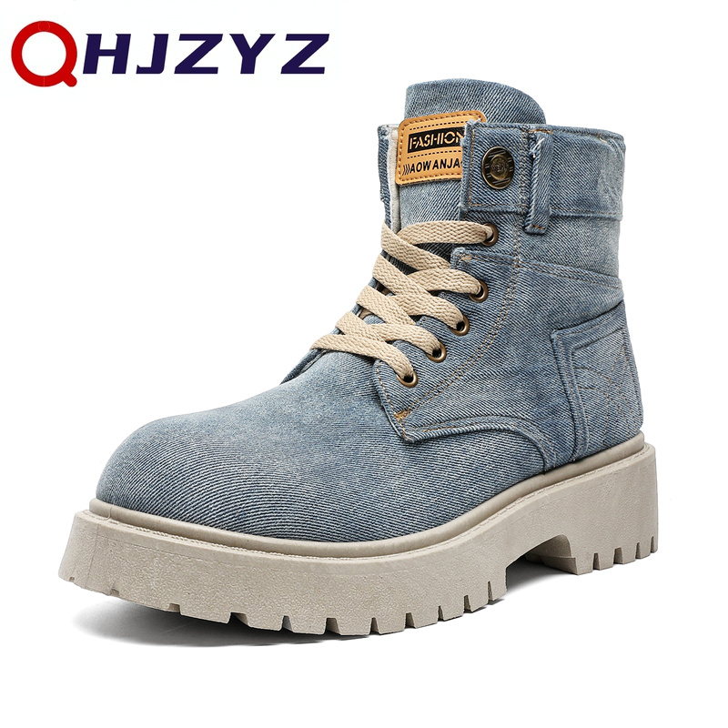 Men Boots Denim Cloth High Top - Winter Cloth ulasan dan harga