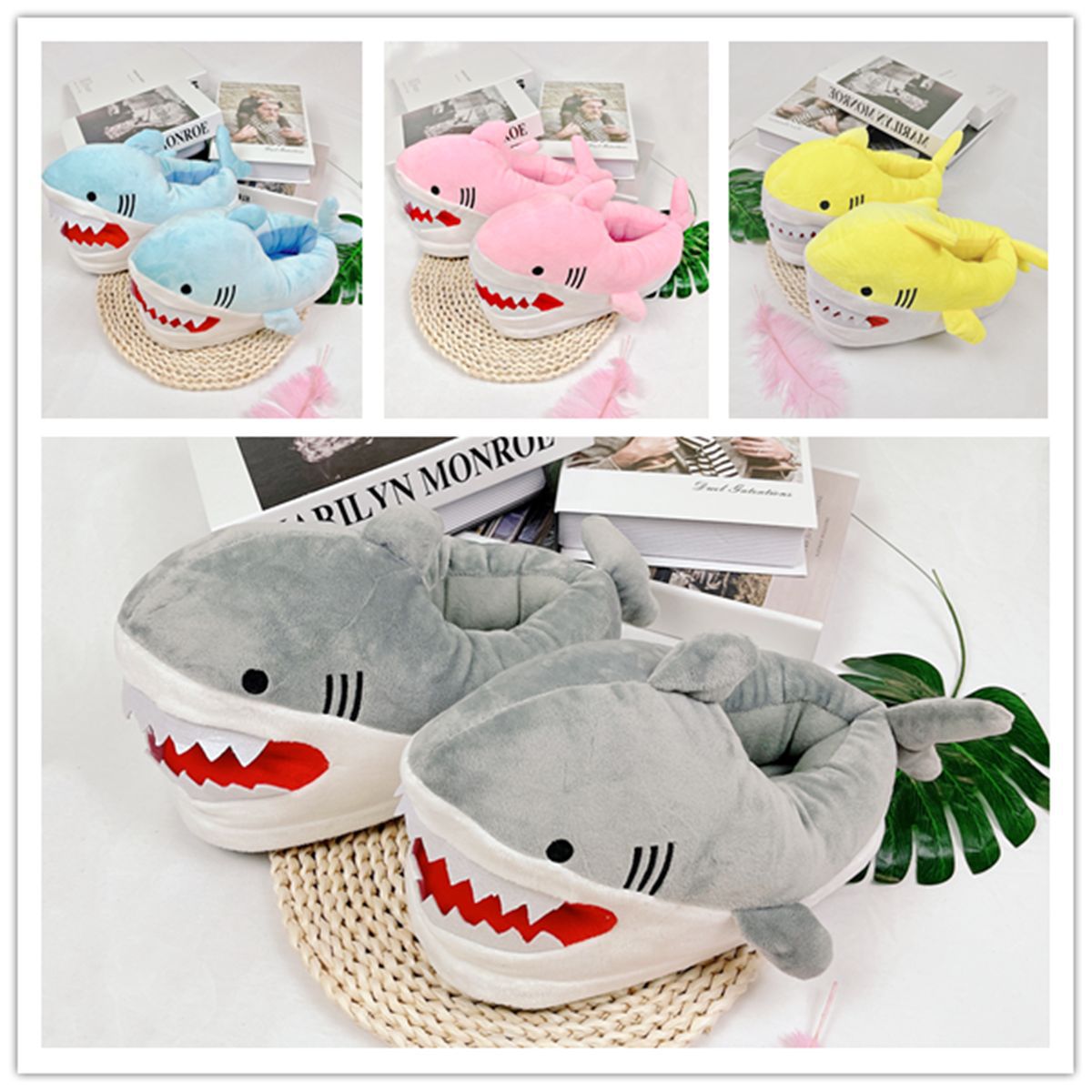 Cute Shark Slippers Fluffy Win - Winter Cloth ulasan dan harga